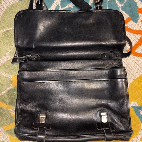 Coach Black Leather Buckle Flap Briefcase Messenger Bag 5325 (Unisex) - Picture 12 of 15